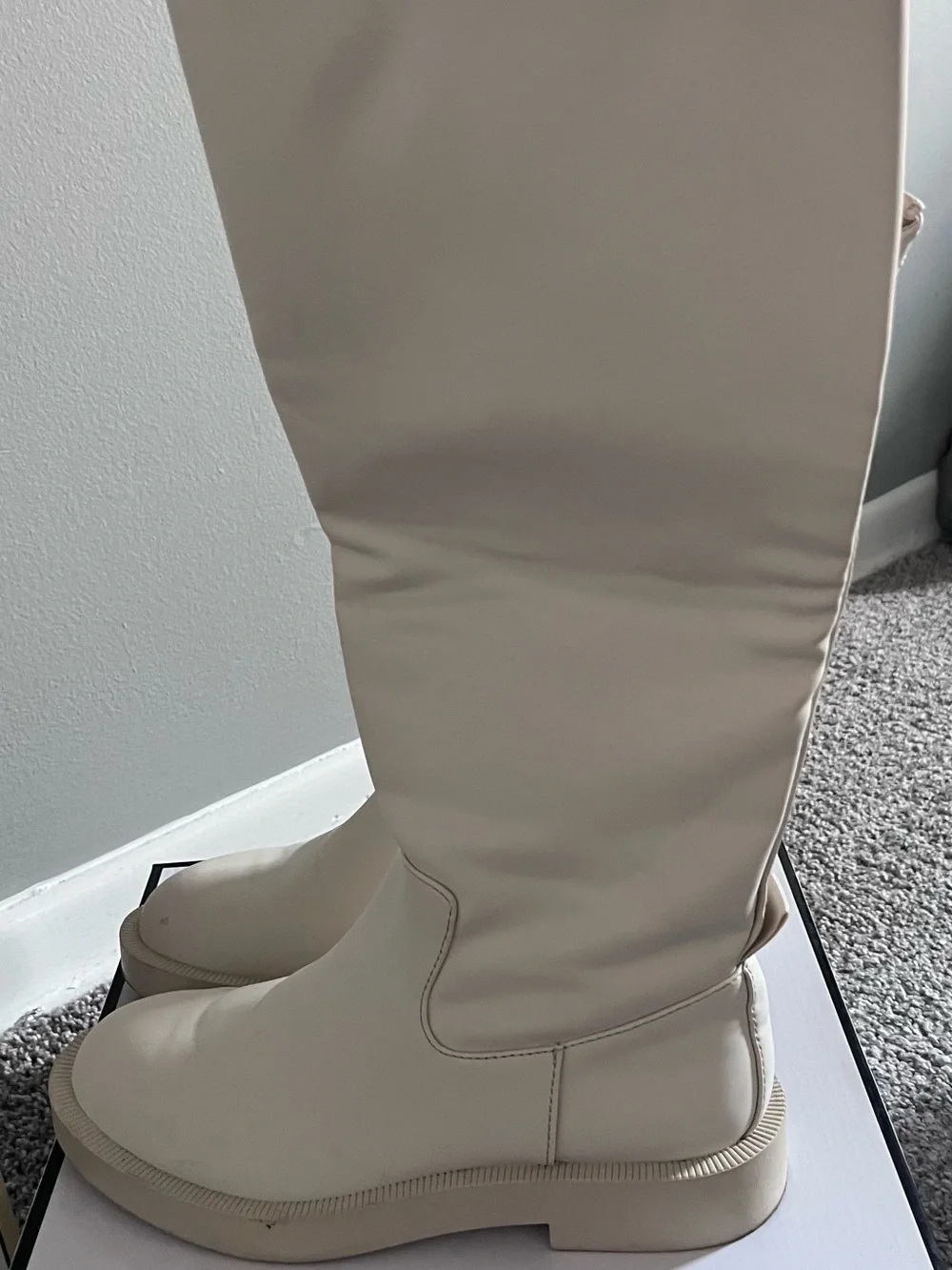 Zara Cream Over-the-Knee Flat Boots